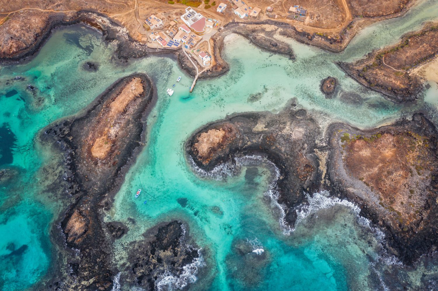 vue aérienne du Puertito de la Isla de Lobos